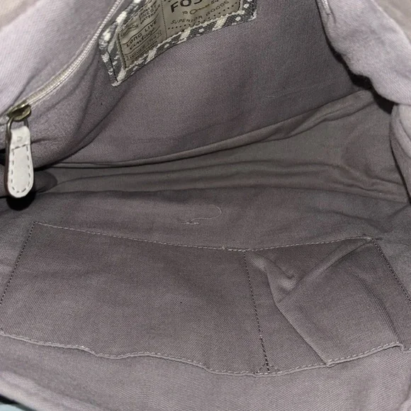 Fossil Canvas Flap closure bag with Leather Trim - Picture 9 of 9